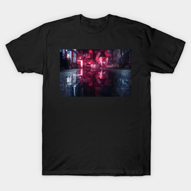 Rain in Night City T-Shirt by Bien Design